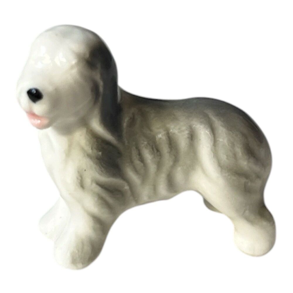Vintage Bug House Sheepdog Porcelain Miniature Figurine 1-1/2"